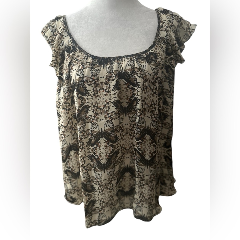 L’AGENCE 100 percent silk butterfly cap ruffle sleeve blouse XS